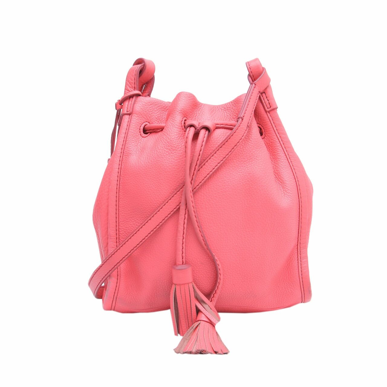 Fossil Neon Coral Claire Small Drawstring Bucket Sling Bag