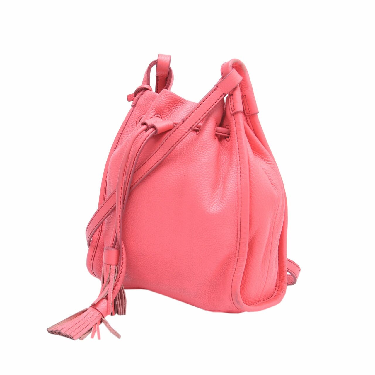 Fossil Neon Coral Claire Small Drawstring Bucket Sling Bag