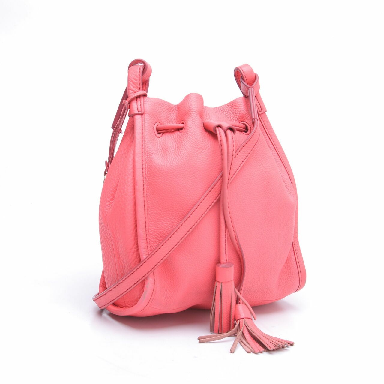 Fossil Neon Coral Claire Small Drawstring Bucket Sling Bag