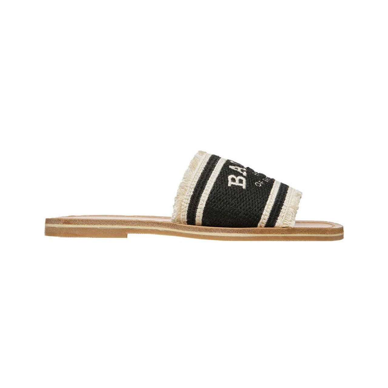 Bally Bianka Flat Fabric Slides Black/Bone