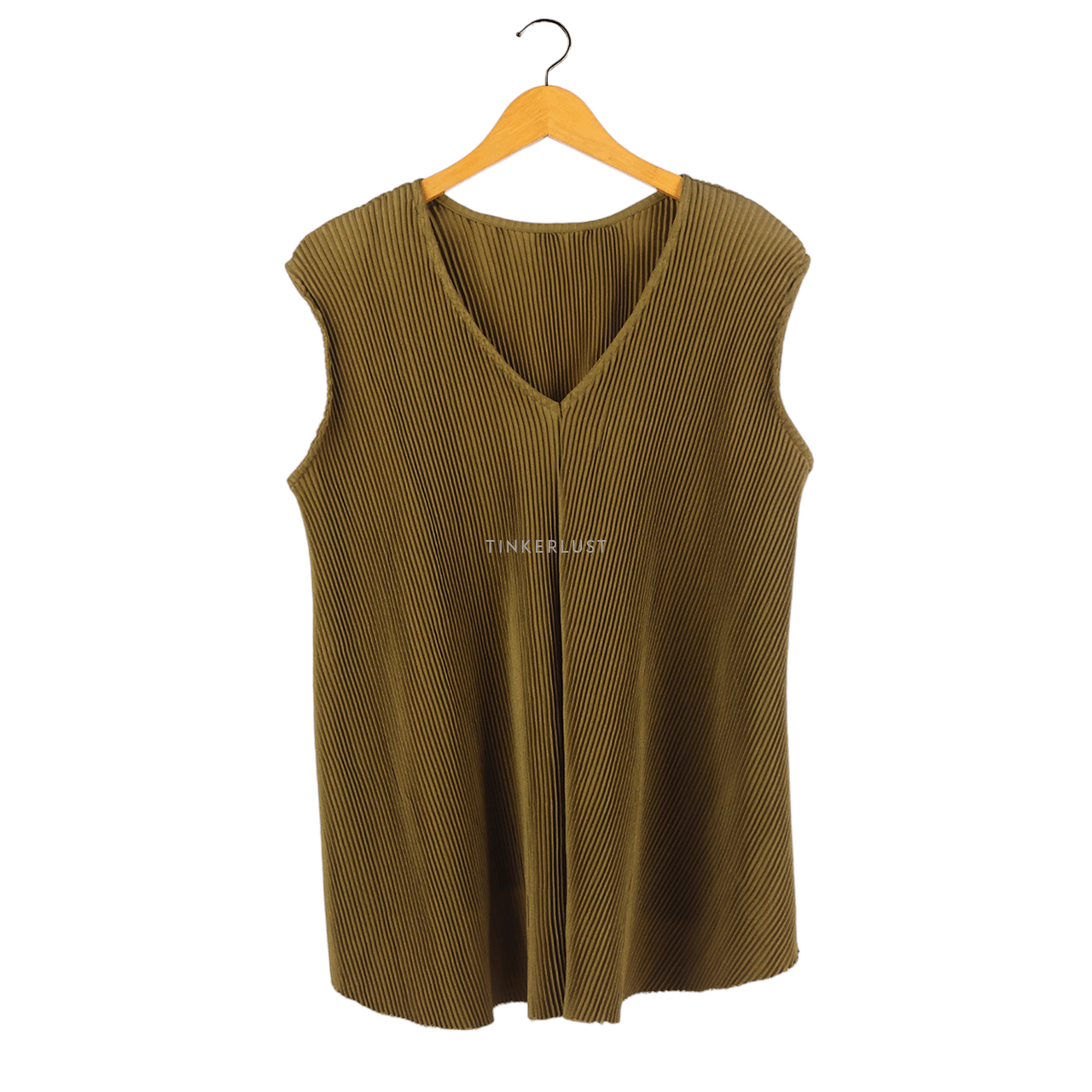 Popoluca Olive Pleated Sleeveless