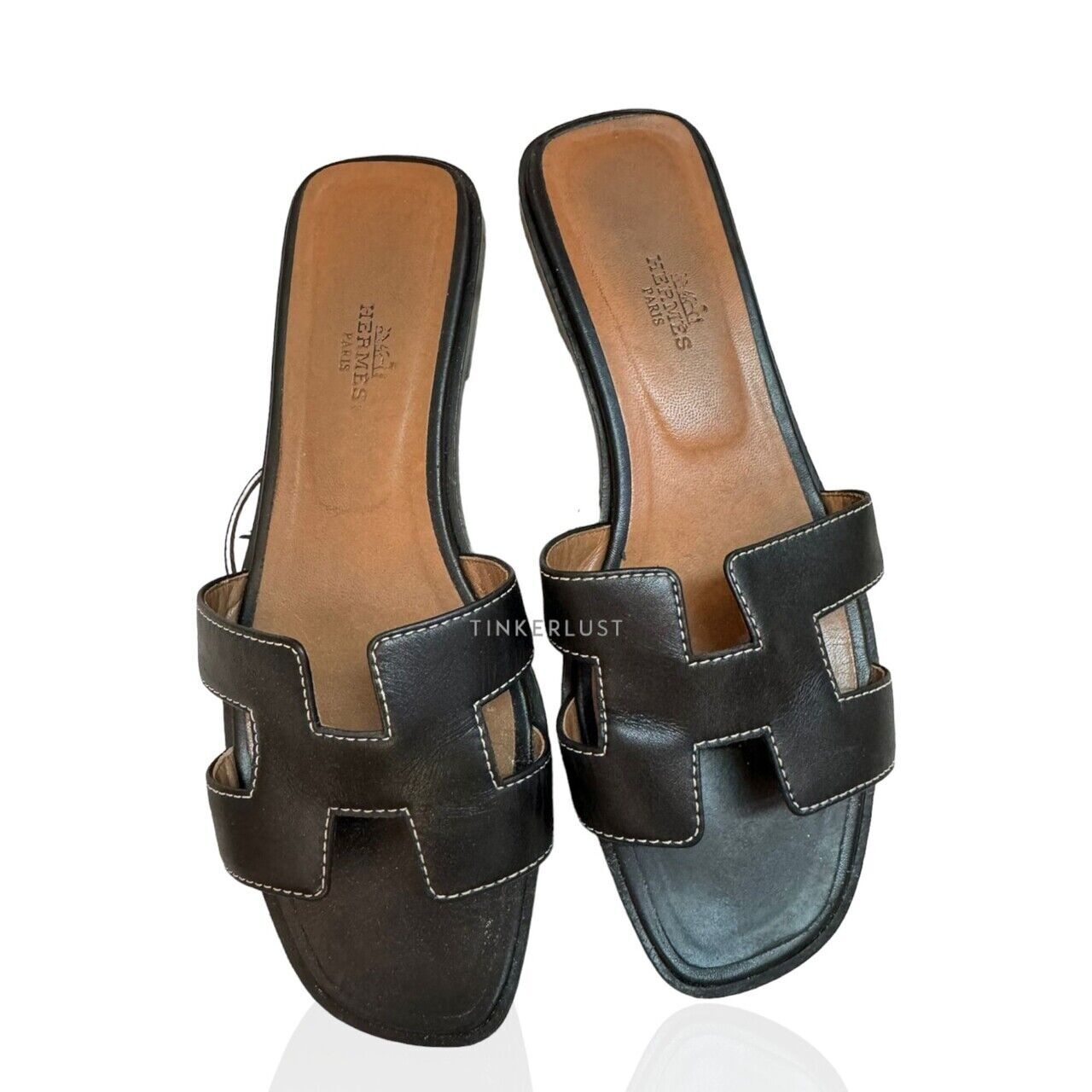 Hermes Oran Black Slide Sandals