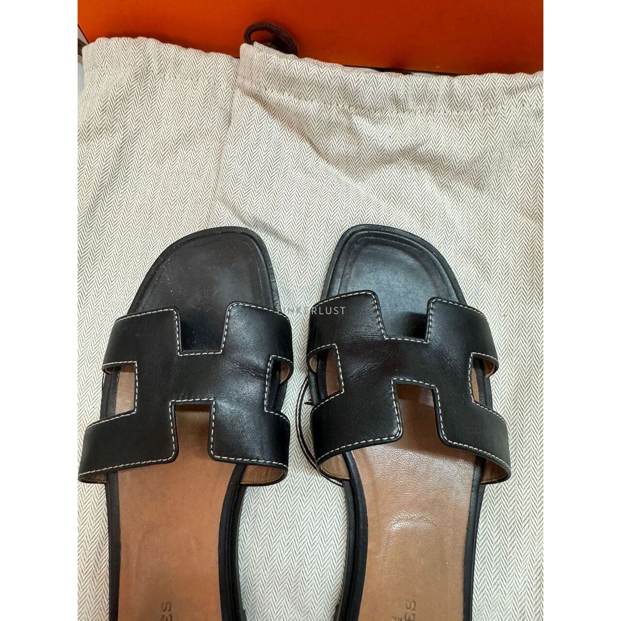 Hermes Oran Black Slide Sandals