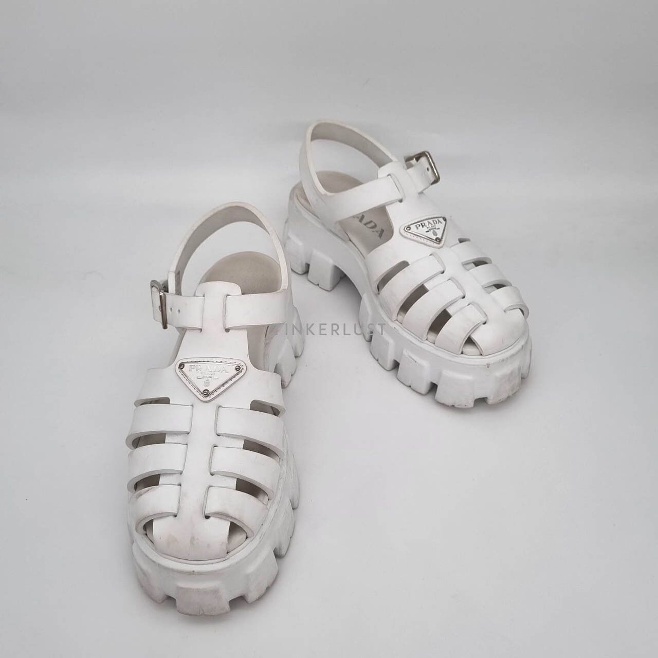 Prada Foam Rubber White Platform Sandals