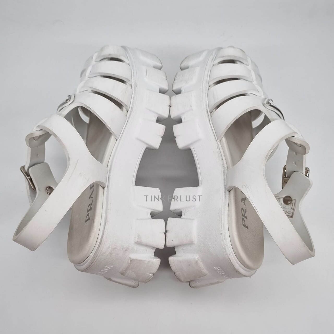 Prada Foam Rubber White Platform Sandals