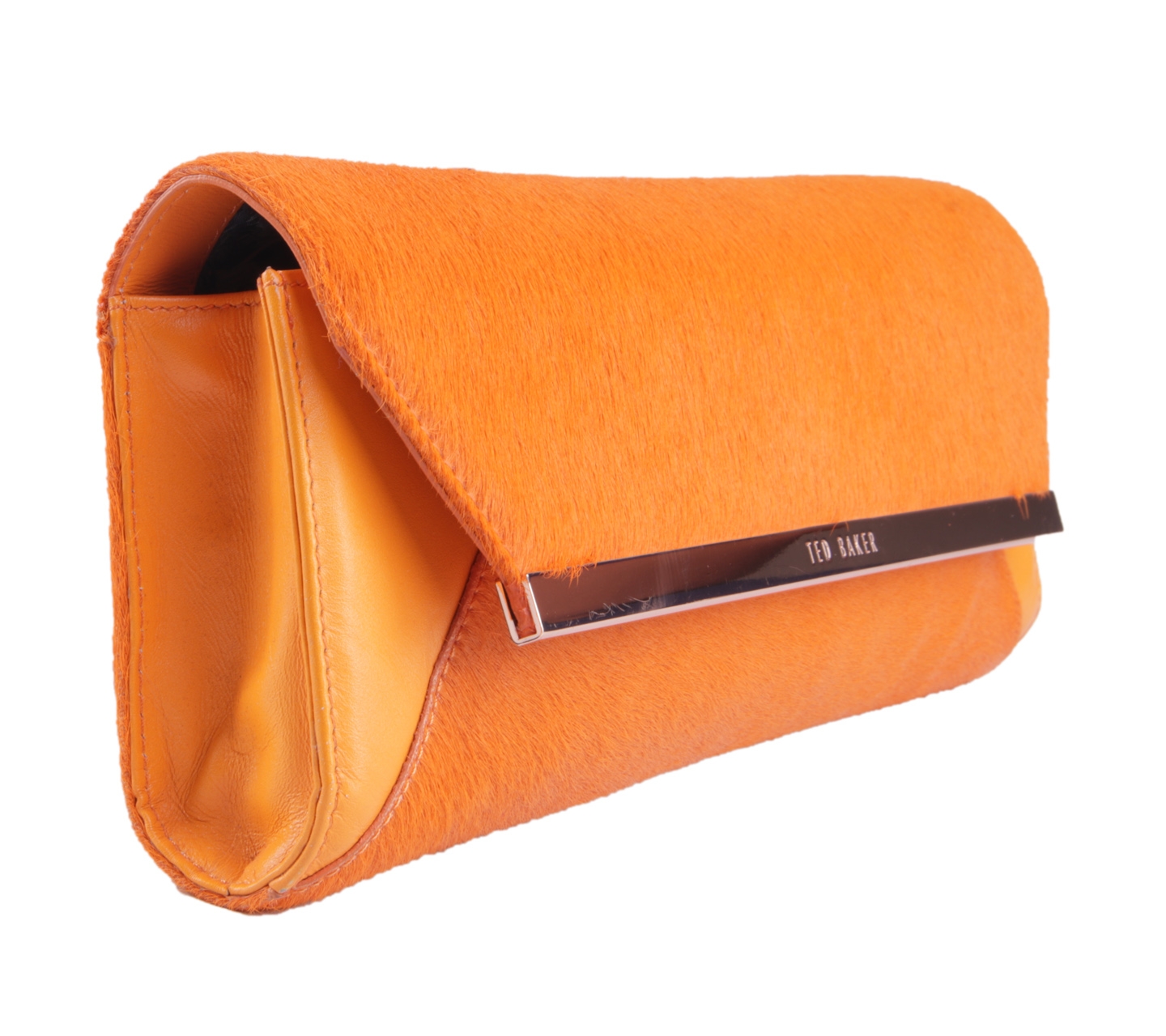 Ted Baker Orange Pony Style Calfskin Clutch 