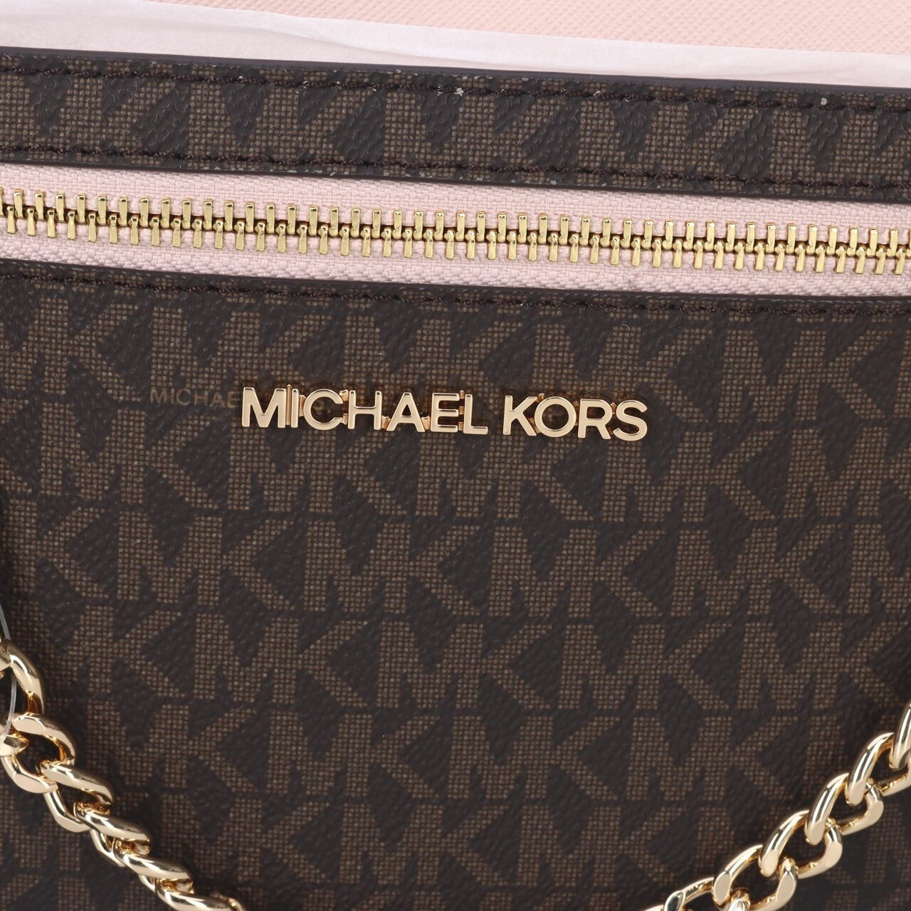 Michael Kors Jet Set Item Powder Blush Large Zip Chain Crossbody Bag