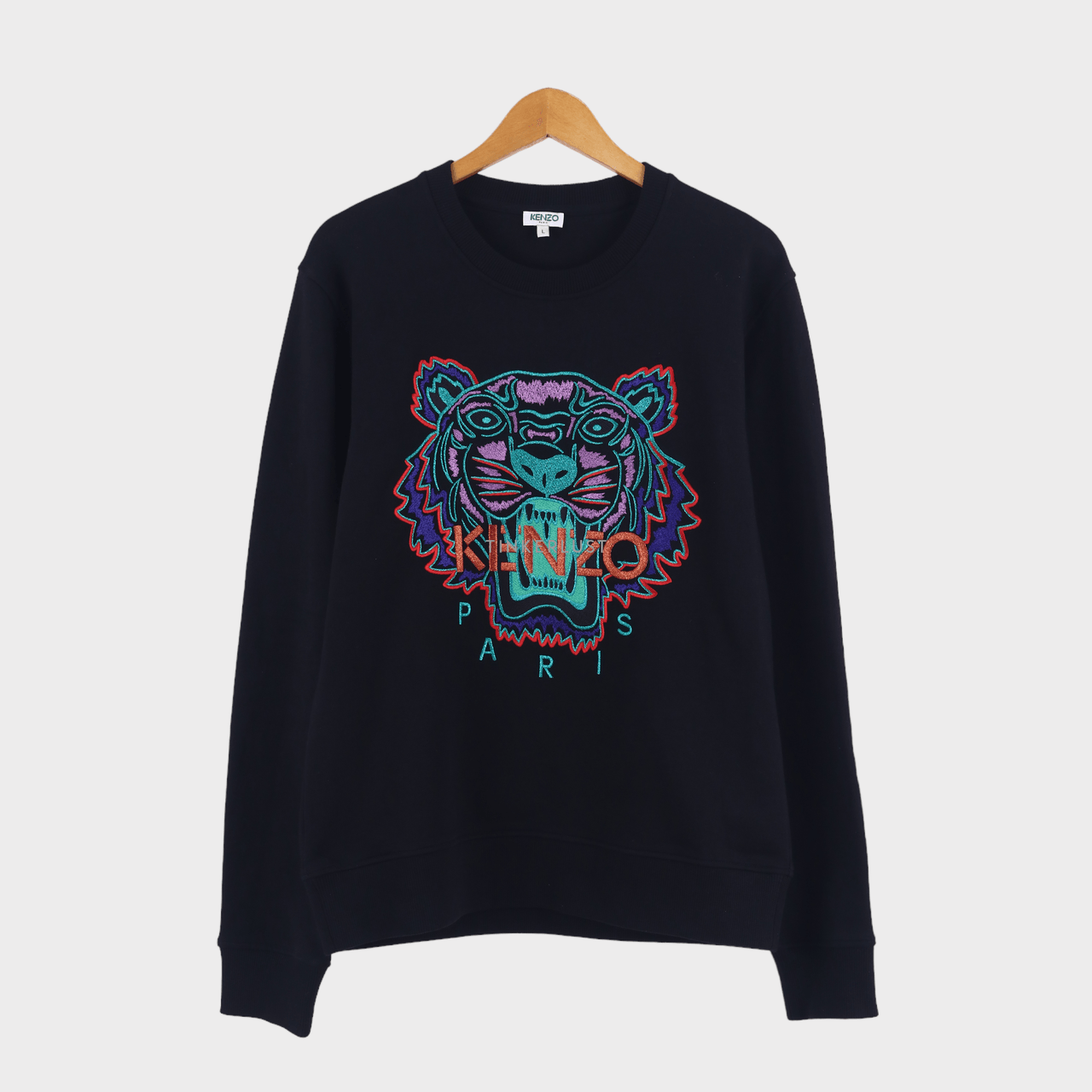 Kenzo Multicolour Tiger Embroidered Black Sweater