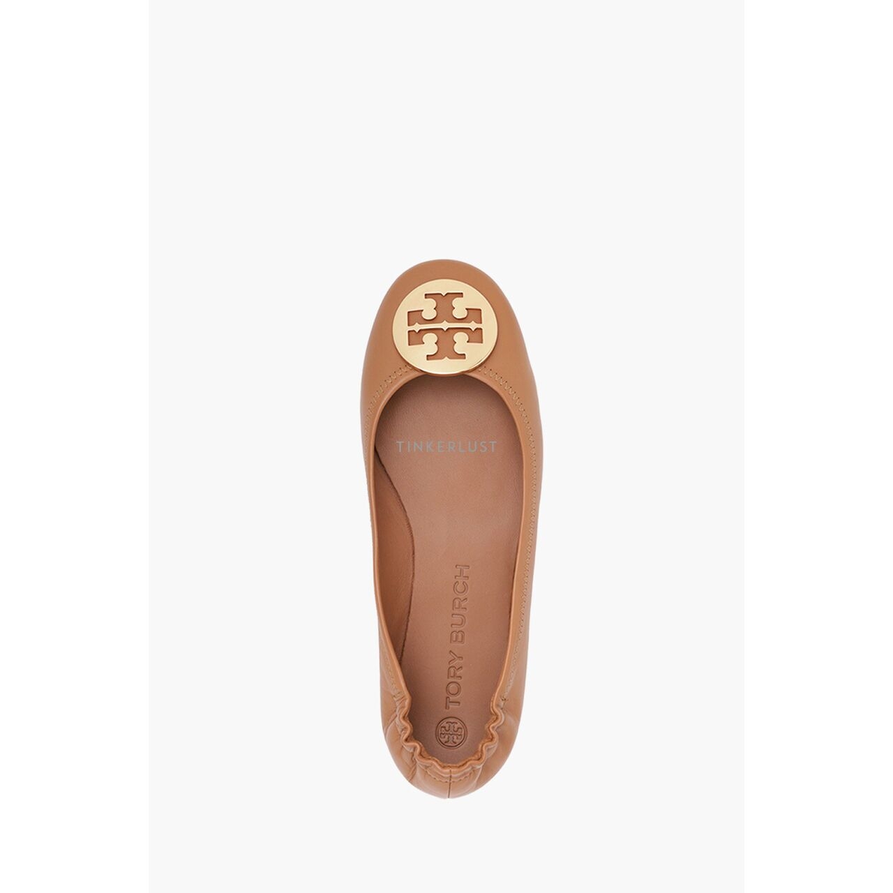 Tory Burch Minnie Travel Ballerina Royal Tan GHW Flats