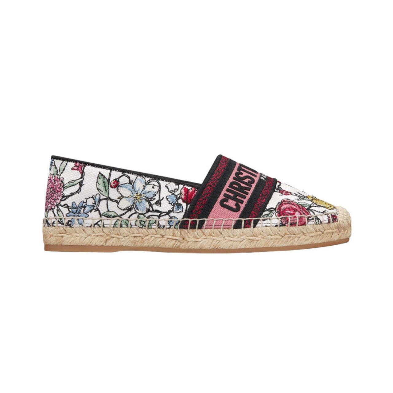 Christian Dior Granville Espadrille White Multicolor Florilegio Embroidered Cotton