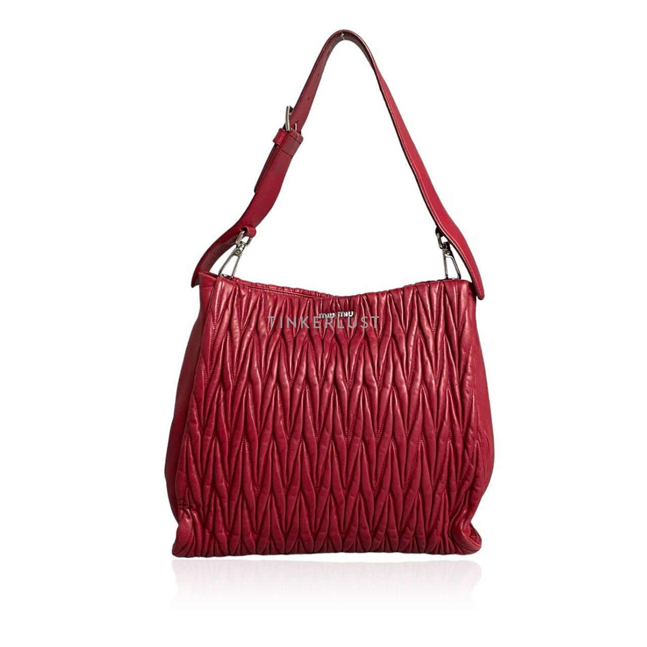 Miu Miu Matelasse Red Leather SHW Shoulder Bag