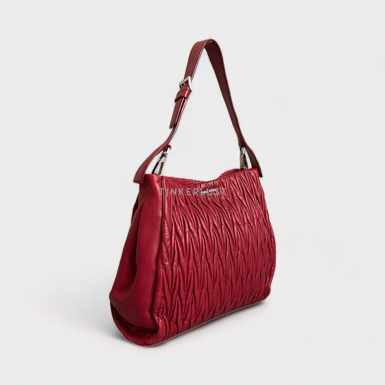 Miu Miu Matelasse Red Leather SHW Shoulder Bag