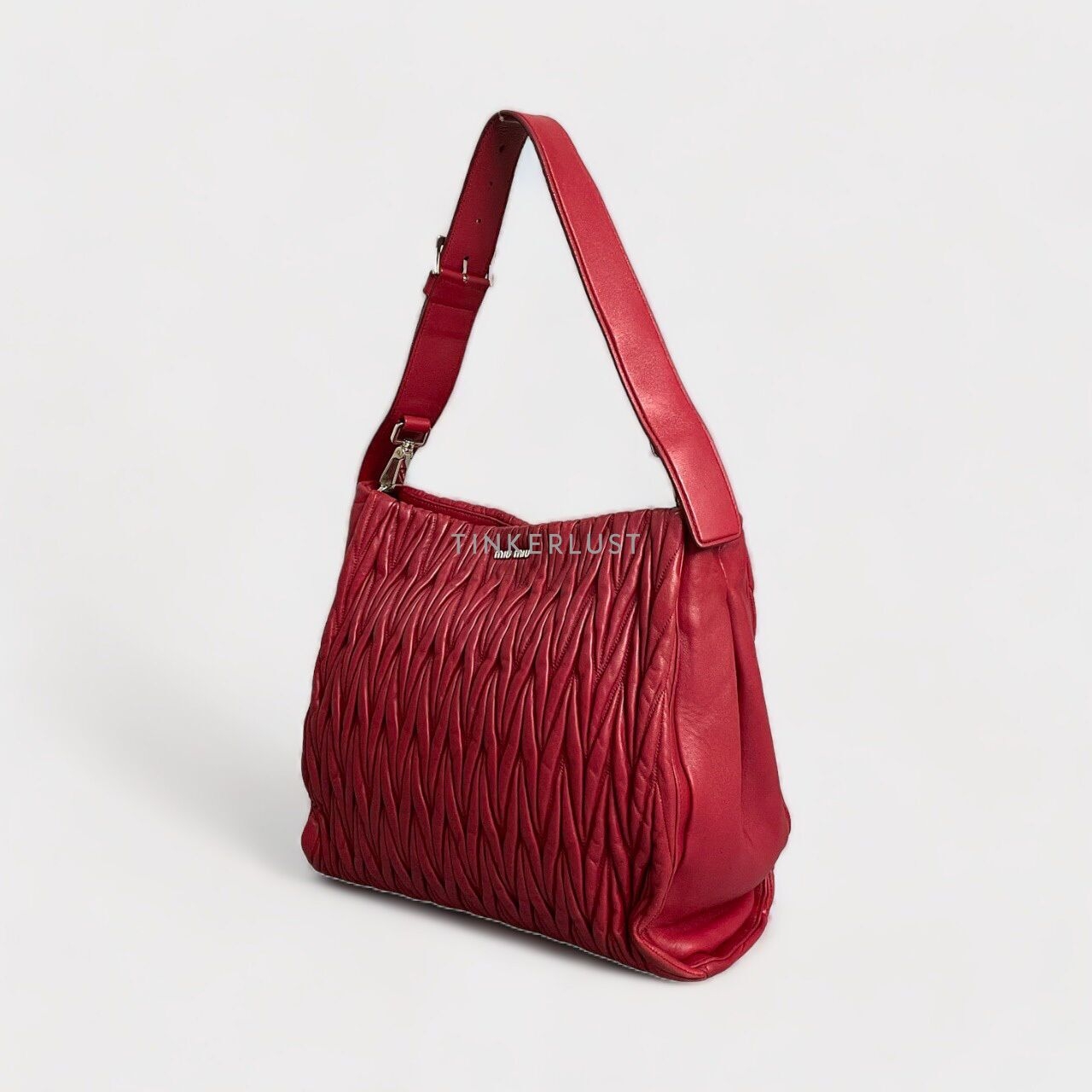 Miu Miu Matelasse Red Leather SHW Shoulder Bag