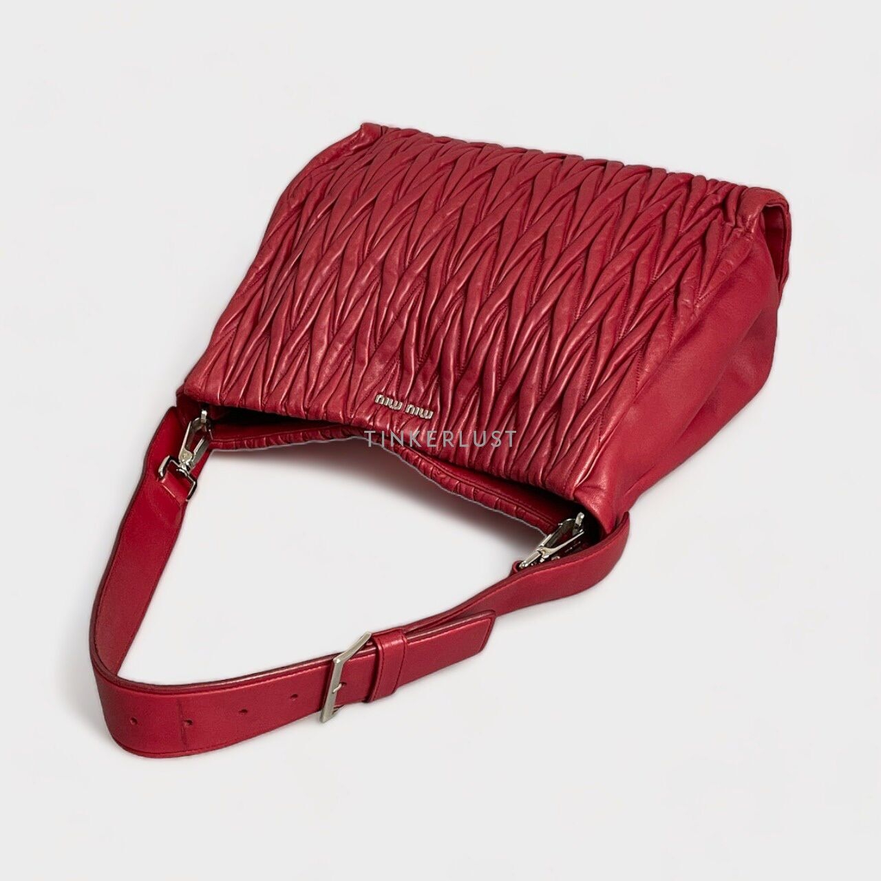 Miu Miu Matelasse Red Leather SHW Shoulder Bag