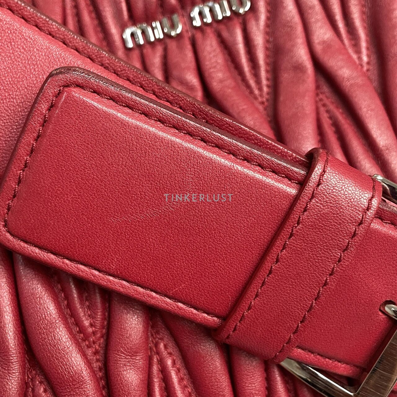 Miu Miu Matelasse Red Leather SHW Shoulder Bag