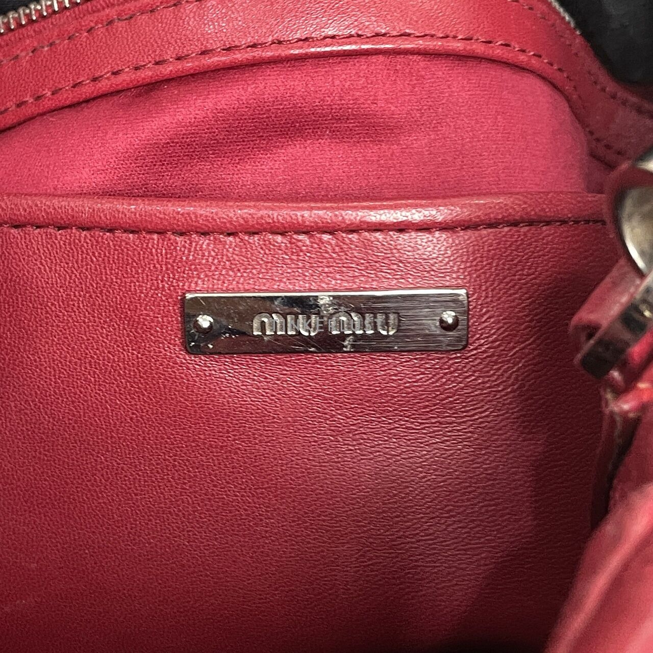 Miu Miu Matelasse Red Leather SHW Shoulder Bag