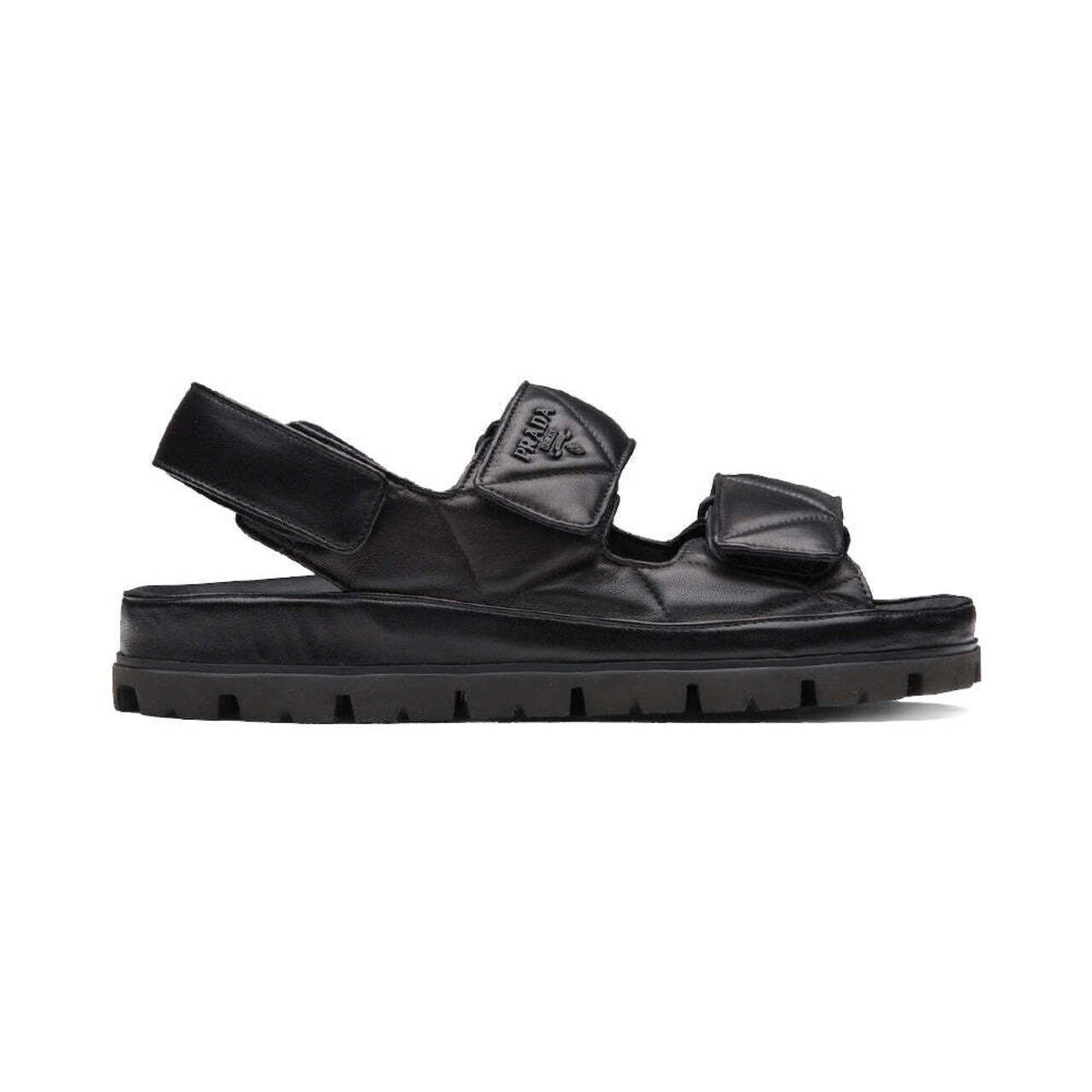 Prada Padded Nappa Leather Sandals - Black