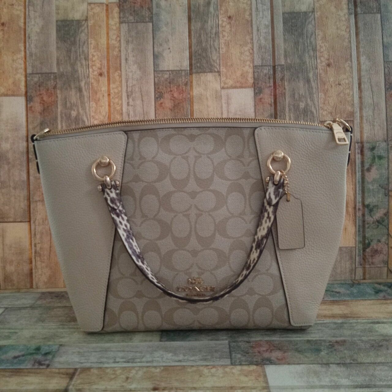 Coach C7261 Signature Colorblock Kacey Light Khaki Ivory Multi