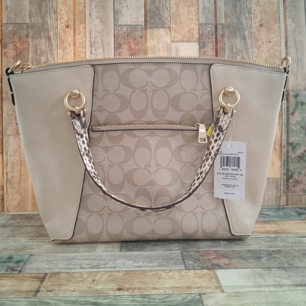 Coach C7261 Signature Colorblock Kacey Light Khaki Ivory Multi