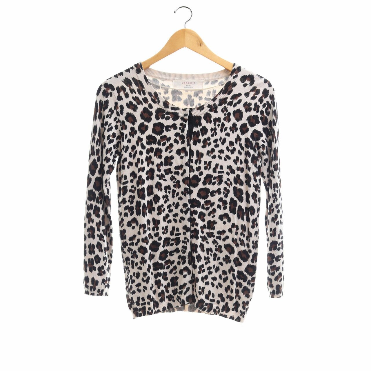 Zara Off White Animal Print Cardigan