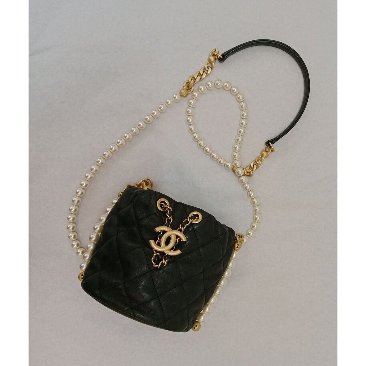 CHANEL Micro Pearl Bucket Bag In Black Lambskin #31 Sling Bag