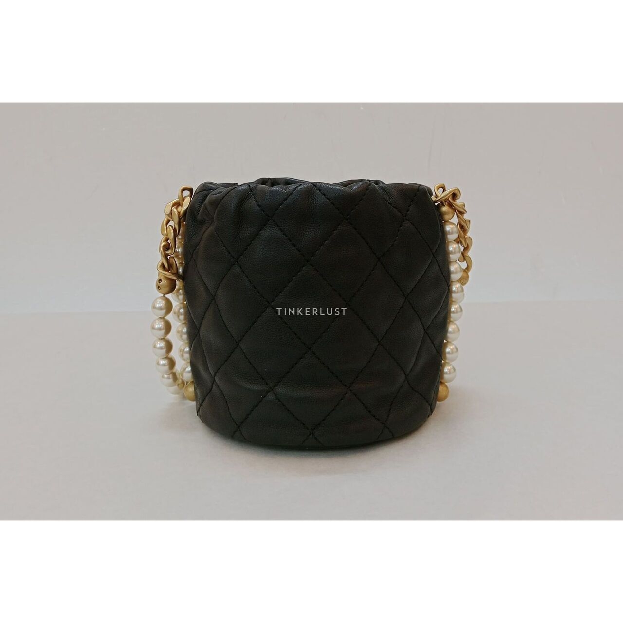 CHANEL Micro Pearl Bucket Bag In Black Lambskin #31 Sling Bag