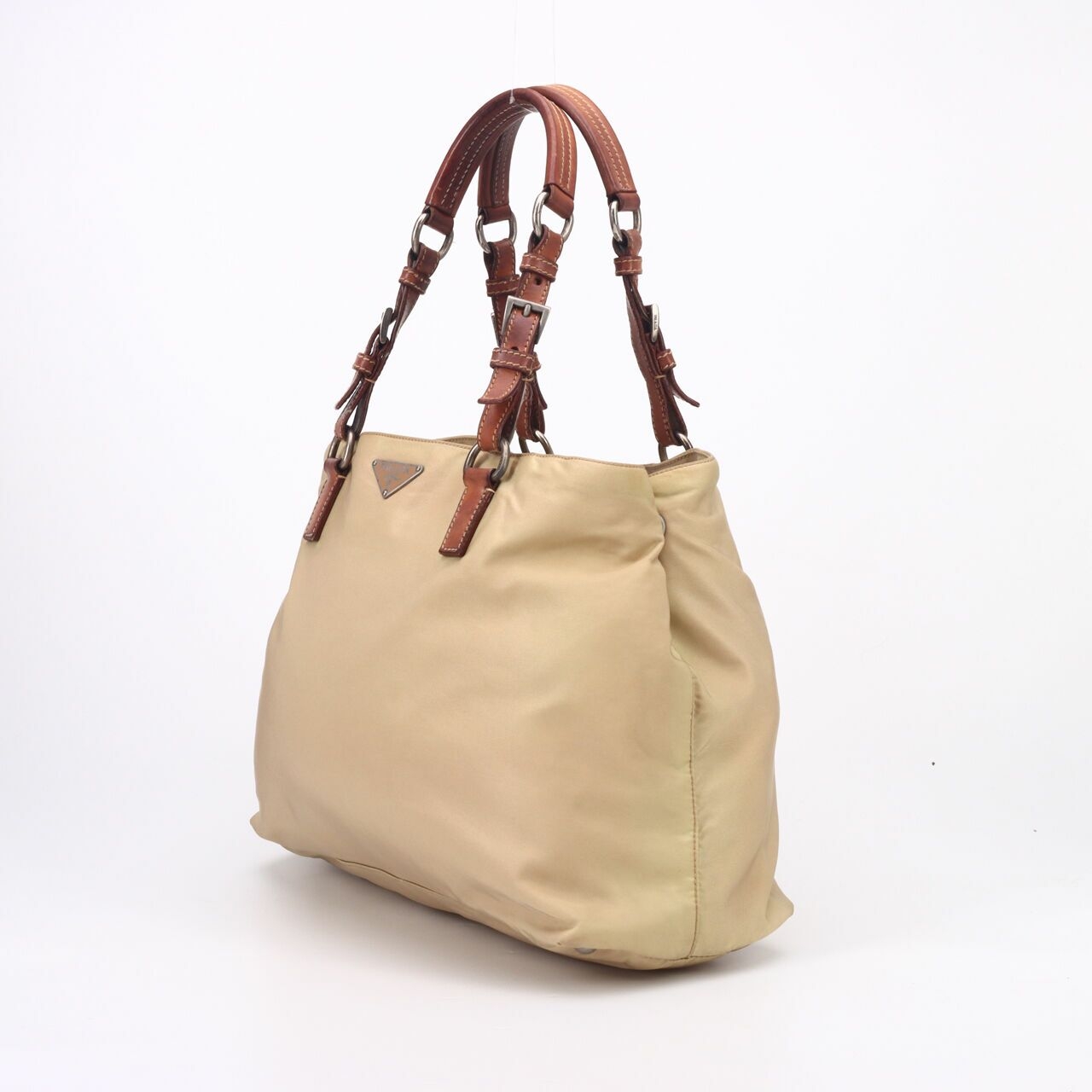 Prada Beige Nylon Tote Top Handle 