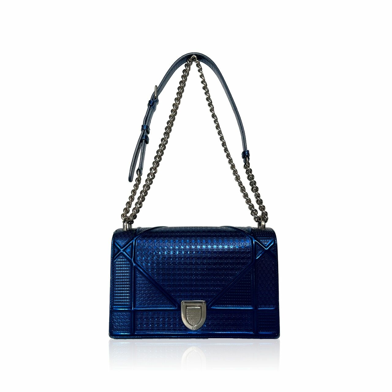 Christian Dior Diorama Blue Metalic Shoulder Bag