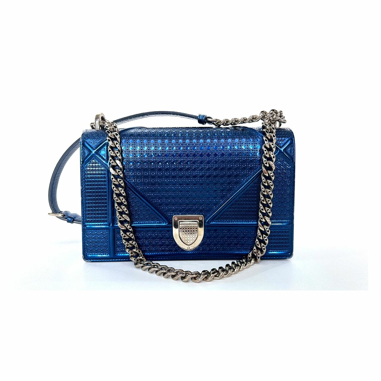 Christian Dior Diorama Blue Metalic Shoulder Bag