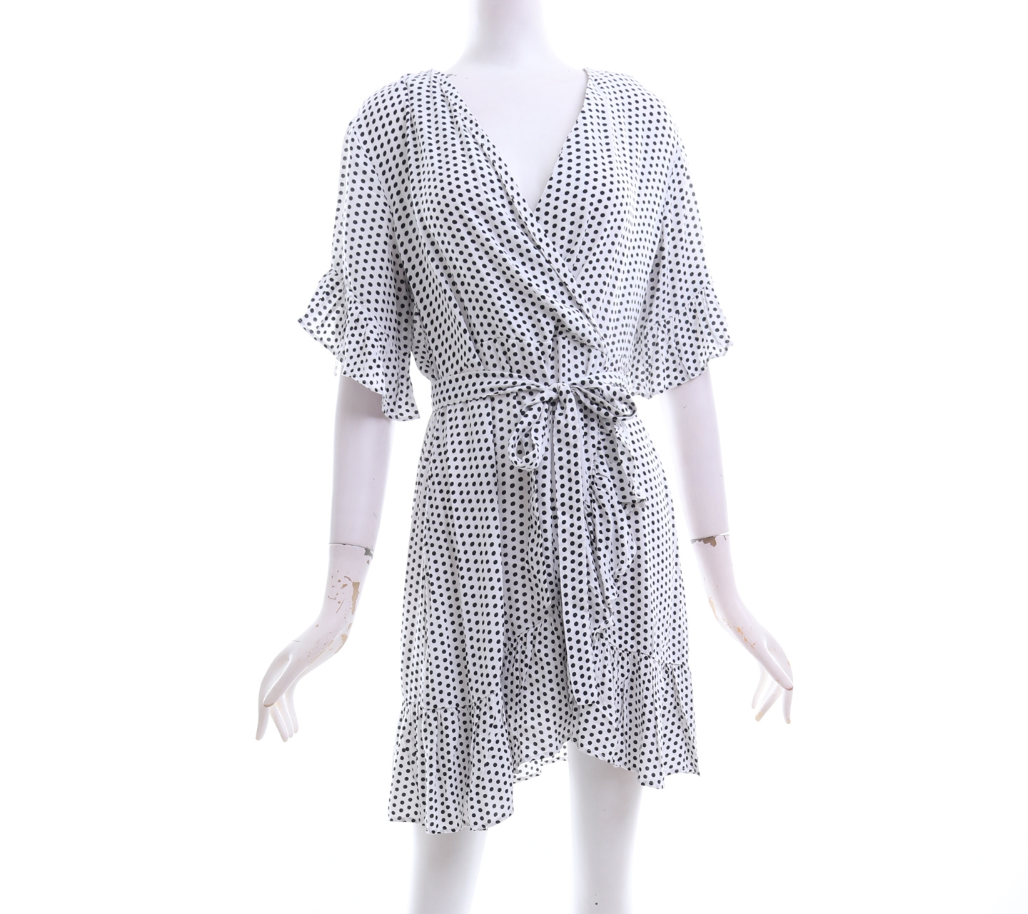 Oysho Polkadot White Wrrap Mini Dress