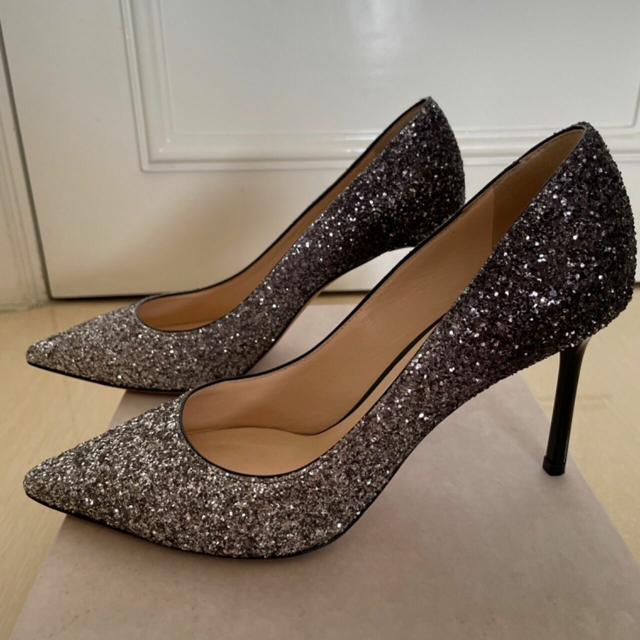 Jimmy Choo Silver Heels Romy 85