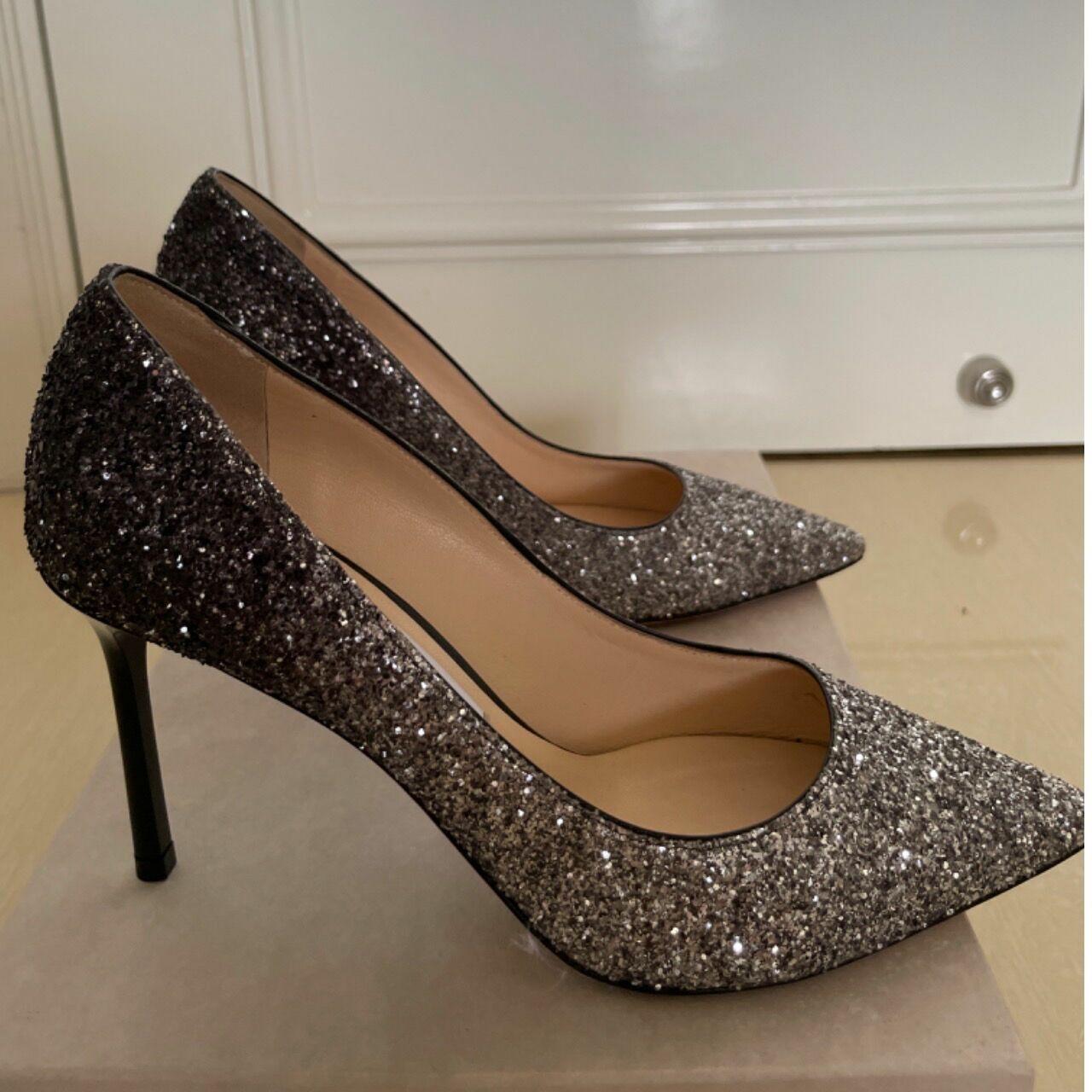 Jimmy Choo Silver Heels Romy 85