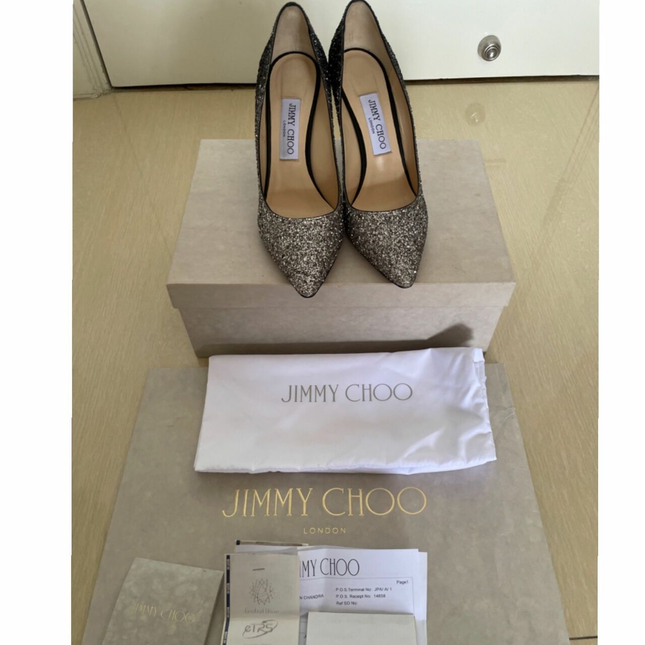 Jimmy Choo Silver Heels Romy 85