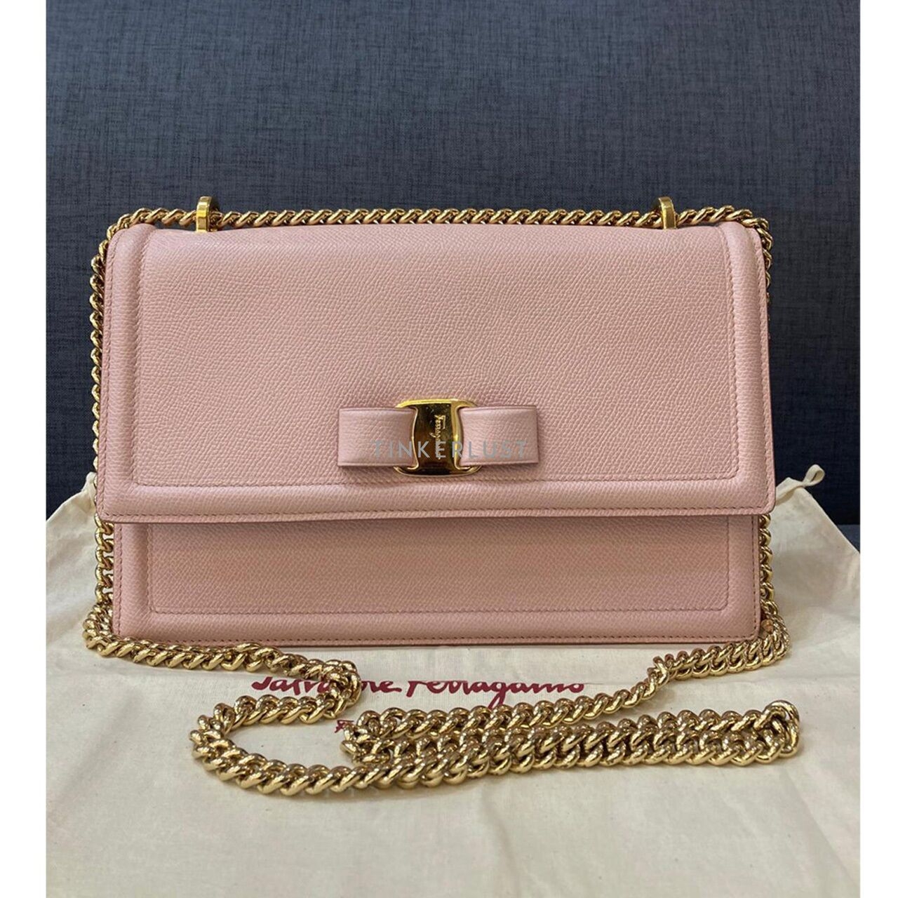 Salvatore Ferragamo Ginny Pink Bonbon Saffiano GHW Sling Bag