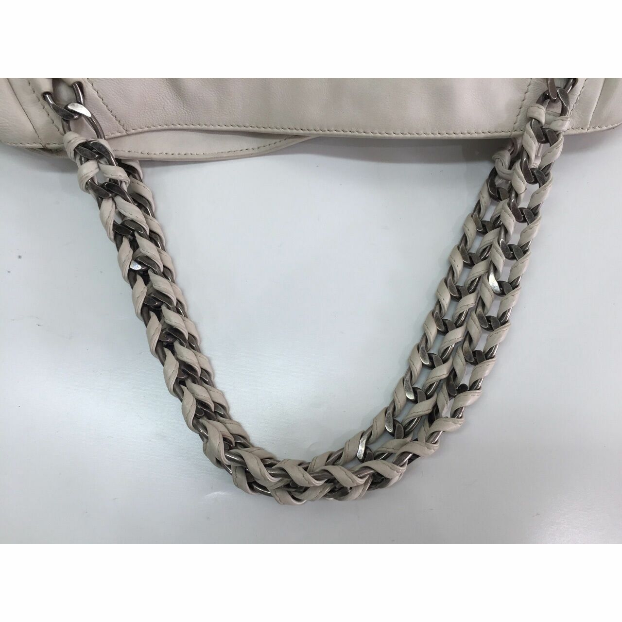 Chanel East West White Chain Tote Bag