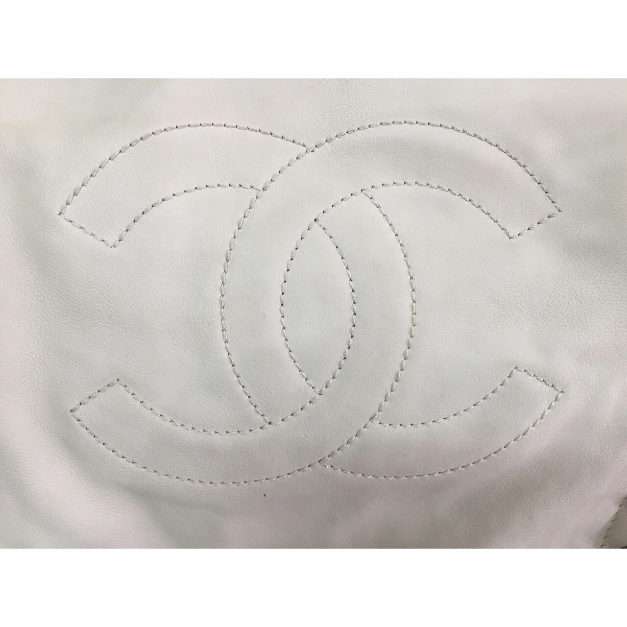 Chanel East West White Chain Tote Bag