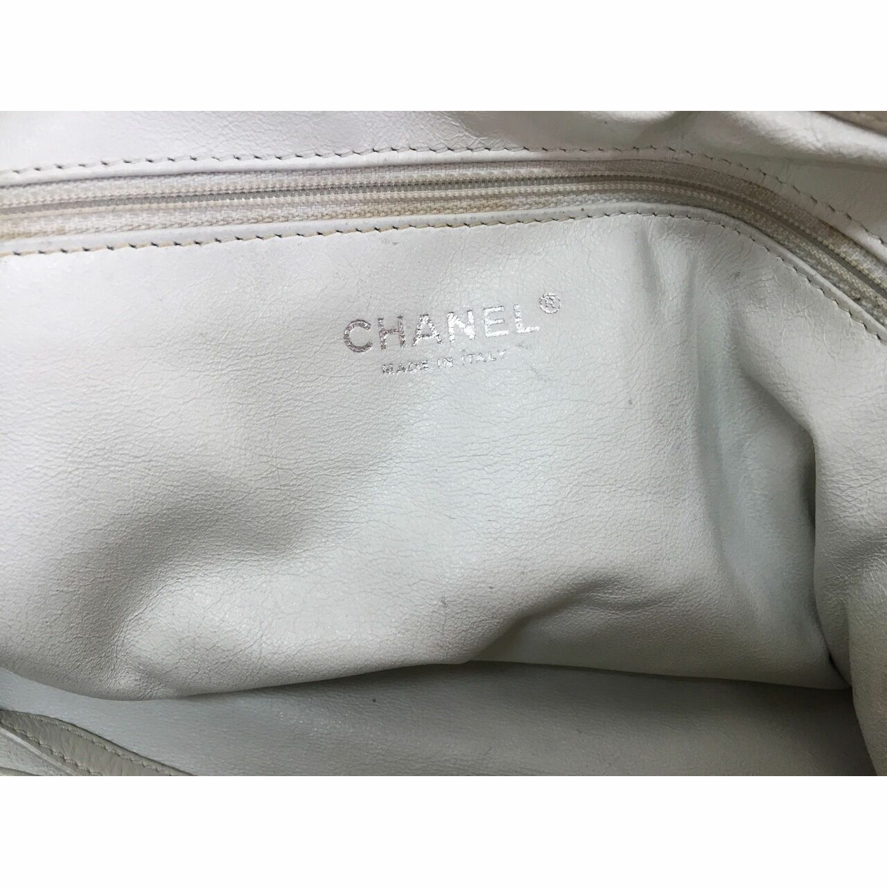 Chanel East West White Chain Tote Bag