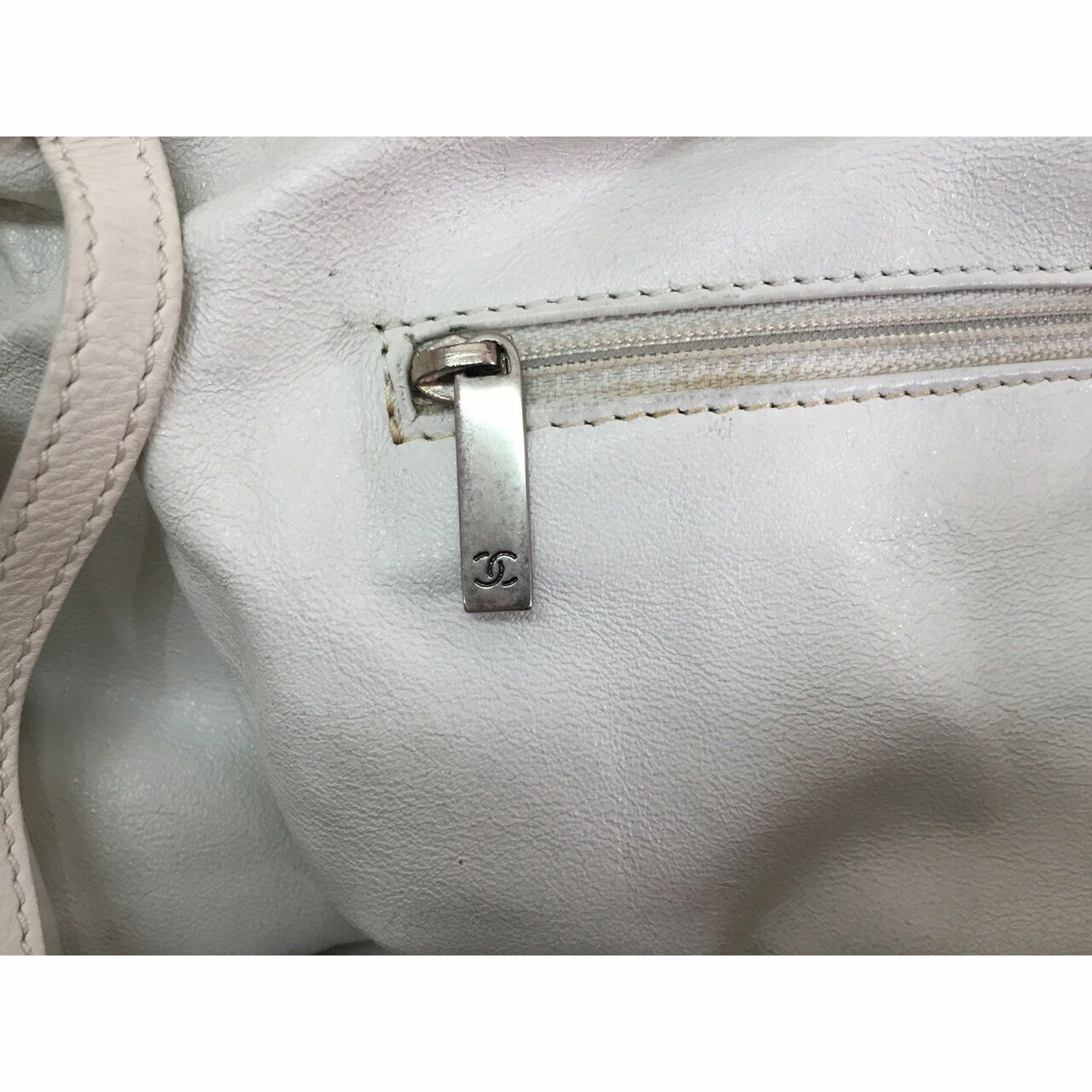 Chanel East West White Chain Tote Bag