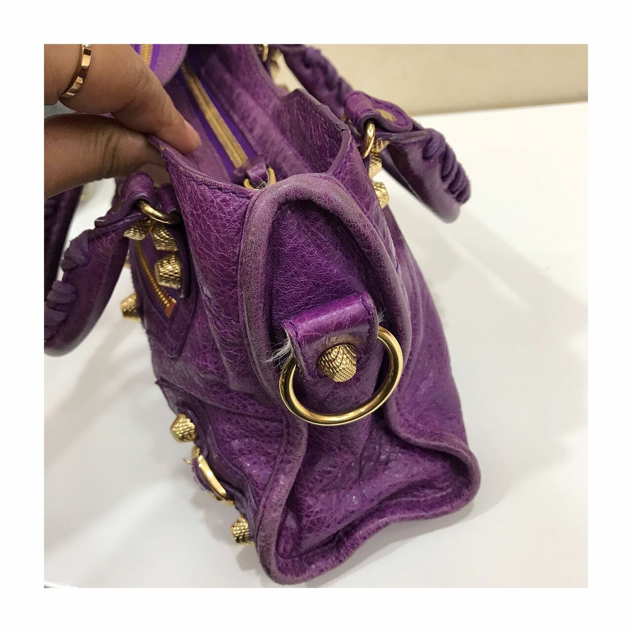 Balenciaga Purple Mini Classic Button GHW 2013  Satchel