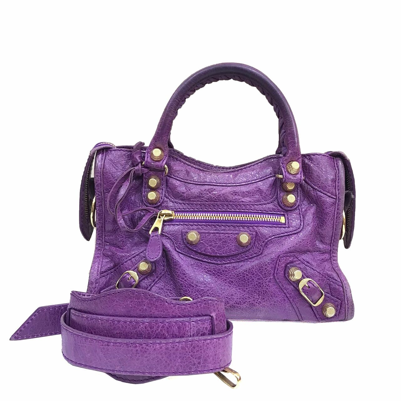 Balenciaga Purple Mini Classic Button GHW 2013  Satchel