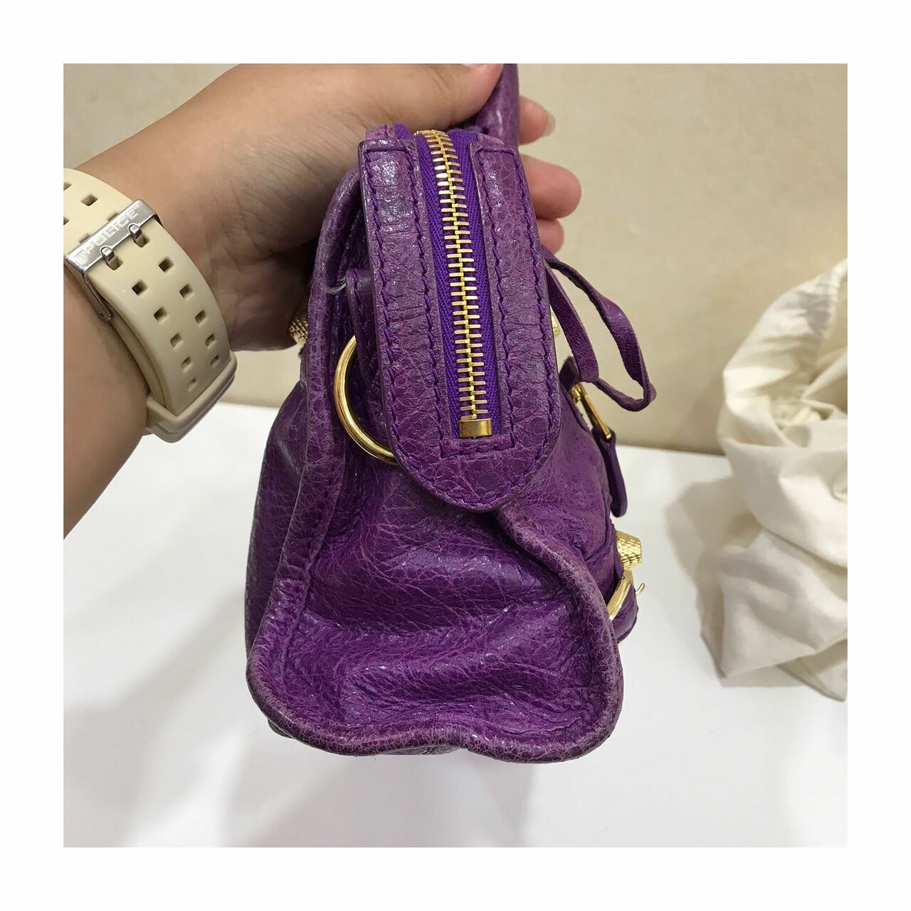 Balenciaga Purple Mini Classic Button GHW 2013  Satchel