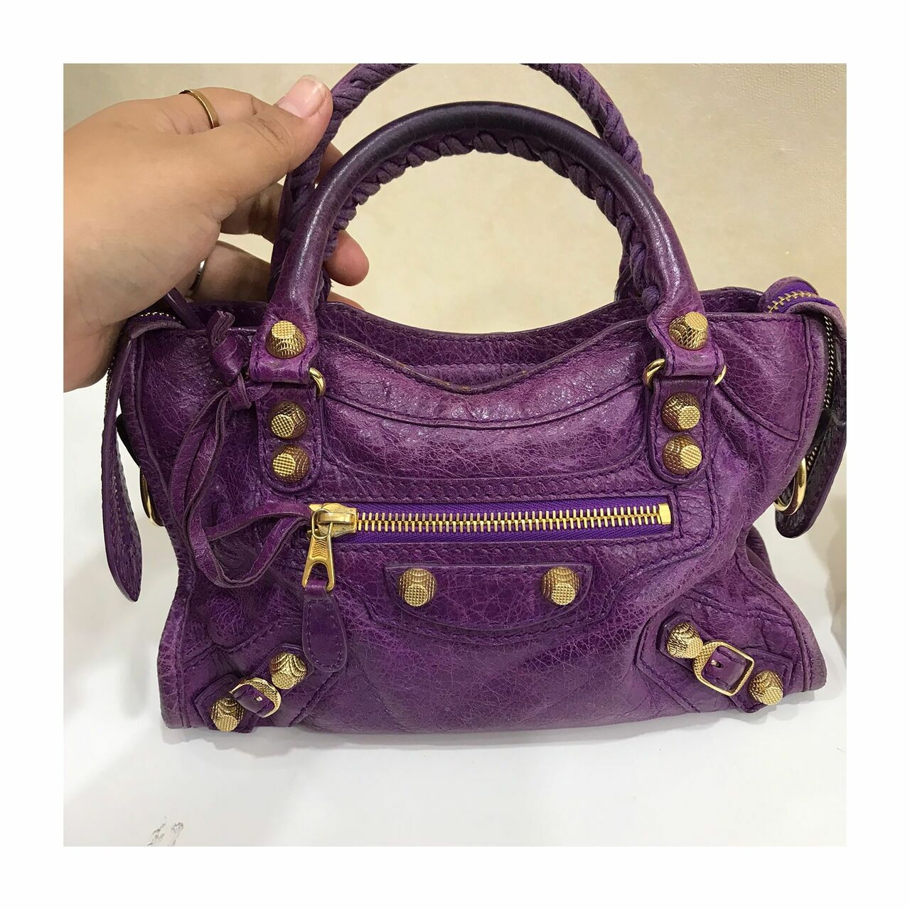 Balenciaga Purple Mini Classic Button GHW 2013  Satchel