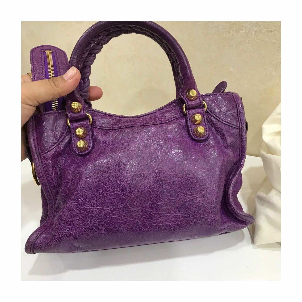 Balenciaga Purple Mini Classic Button GHW 2013  Satchel