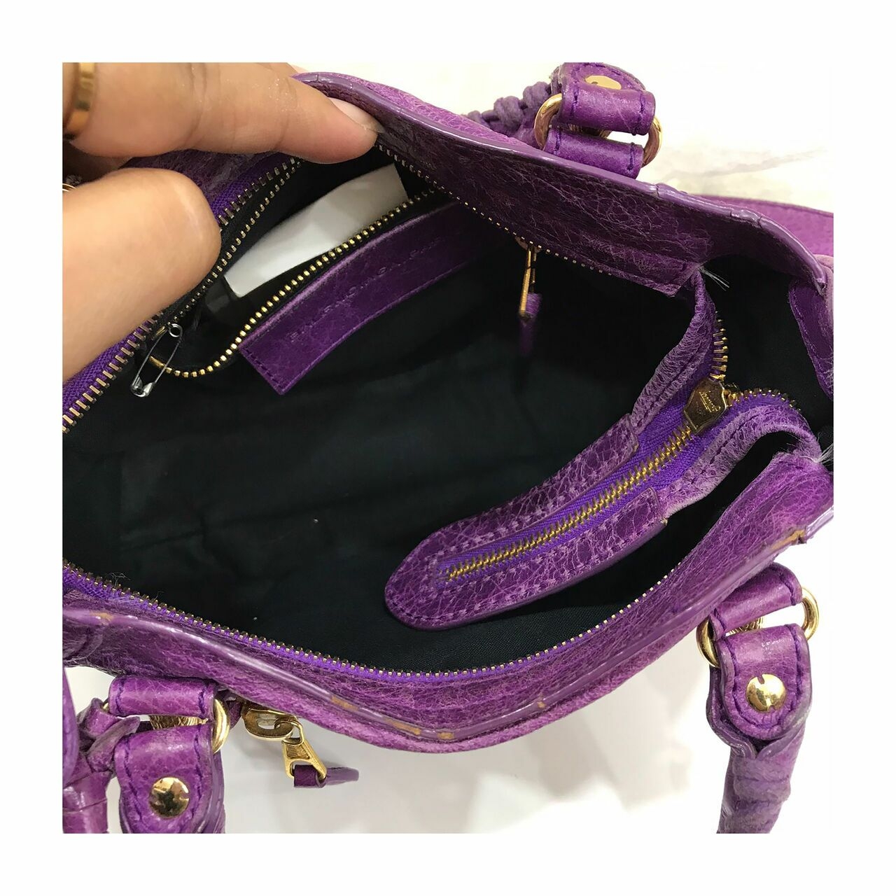 Balenciaga Purple Mini Classic Button GHW 2013  Satchel