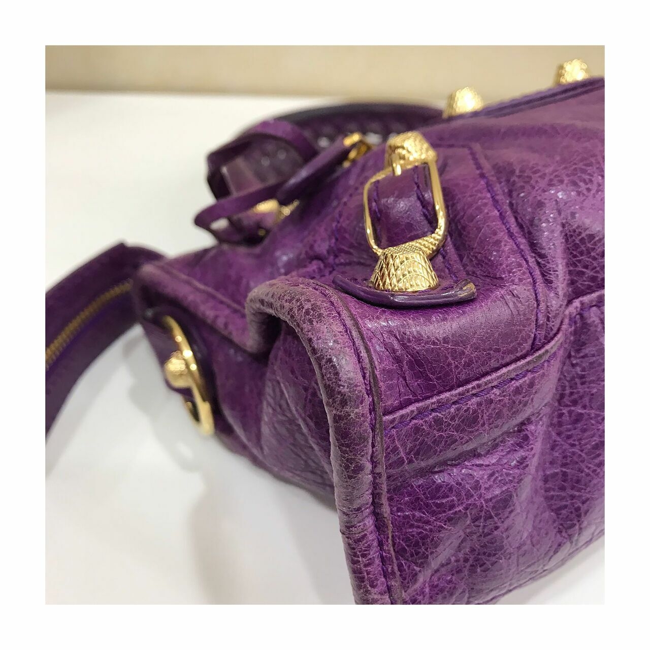 Balenciaga Purple Mini Classic Button GHW 2013  Satchel