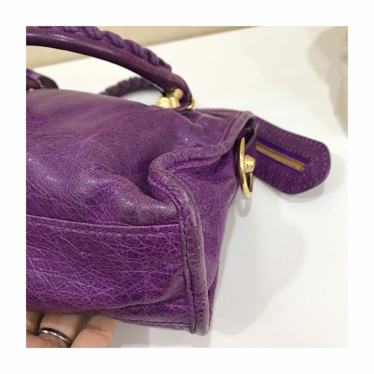 Balenciaga Purple Mini Classic Button GHW 2013  Satchel