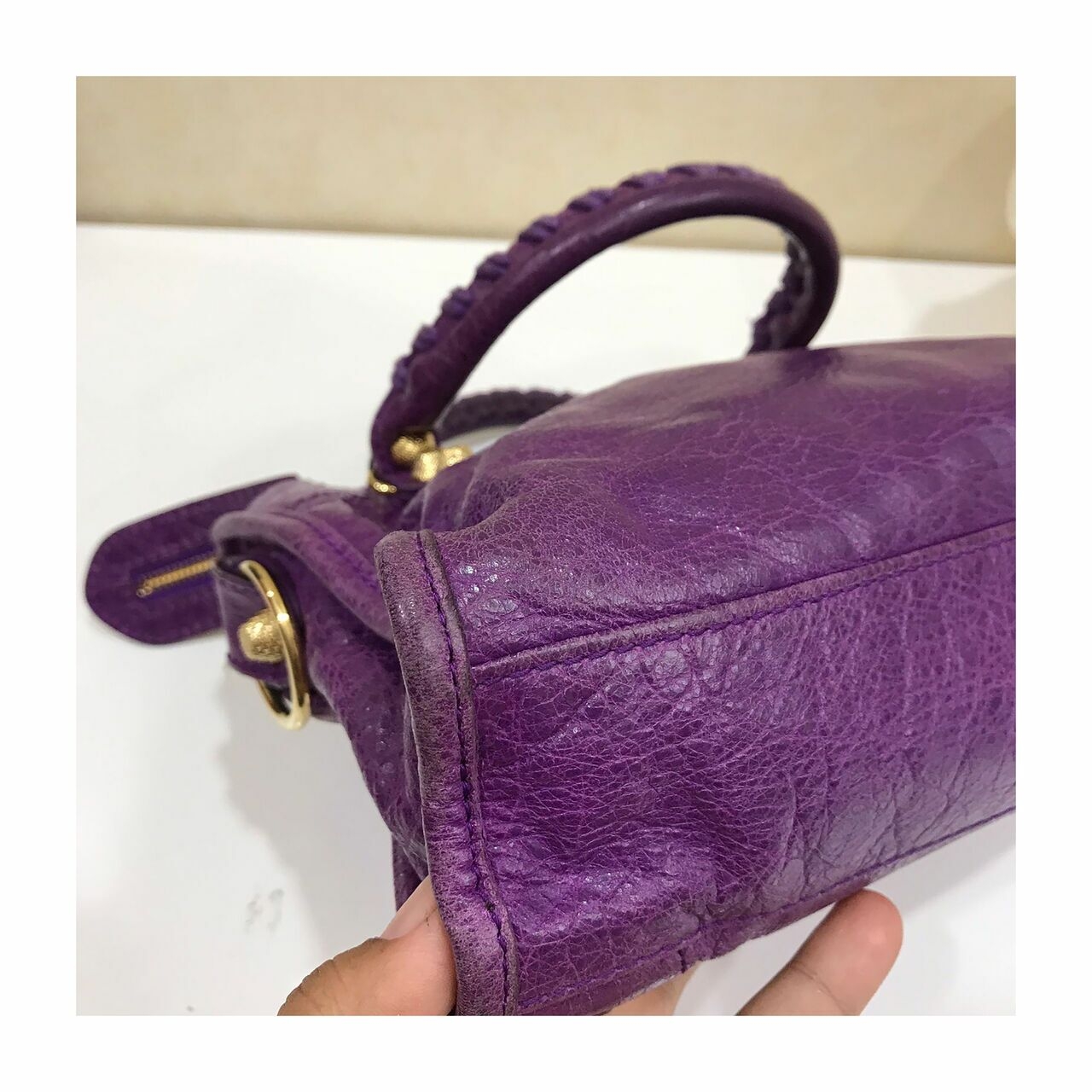 Balenciaga Purple Mini Classic Button GHW 2013  Satchel