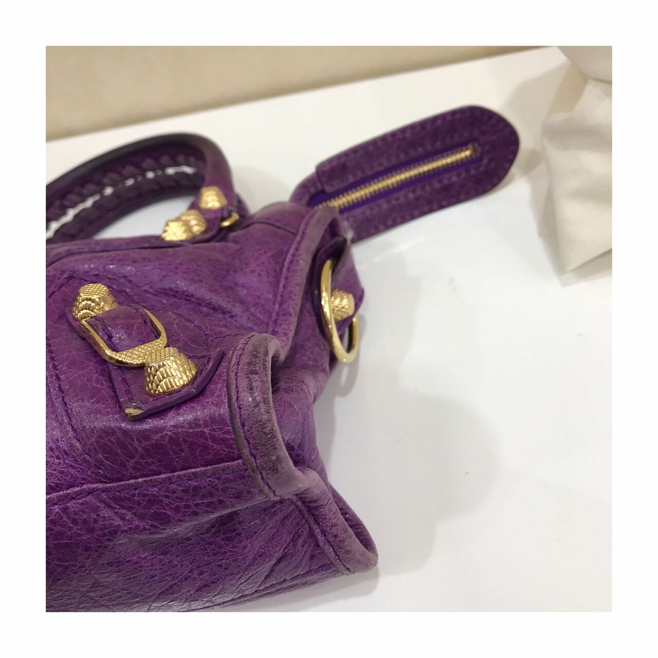 Balenciaga Purple Mini Classic Button GHW 2013  Satchel