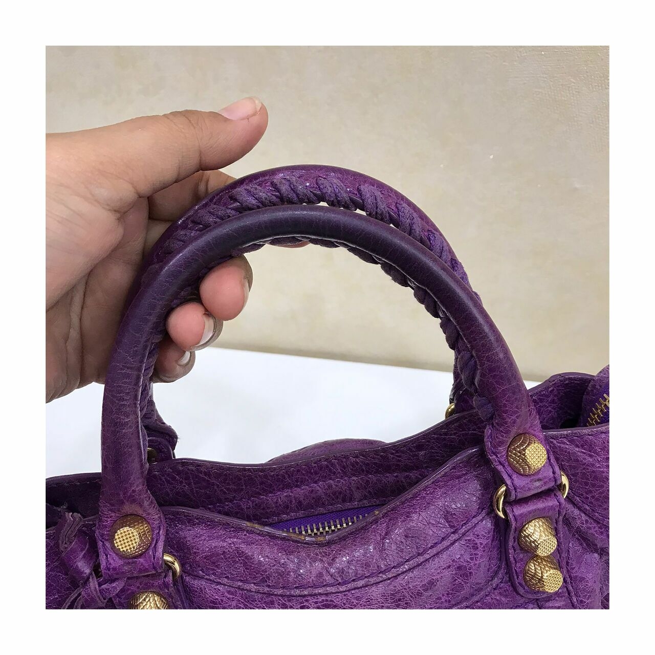 Balenciaga Purple Mini Classic Button GHW 2013  Satchel