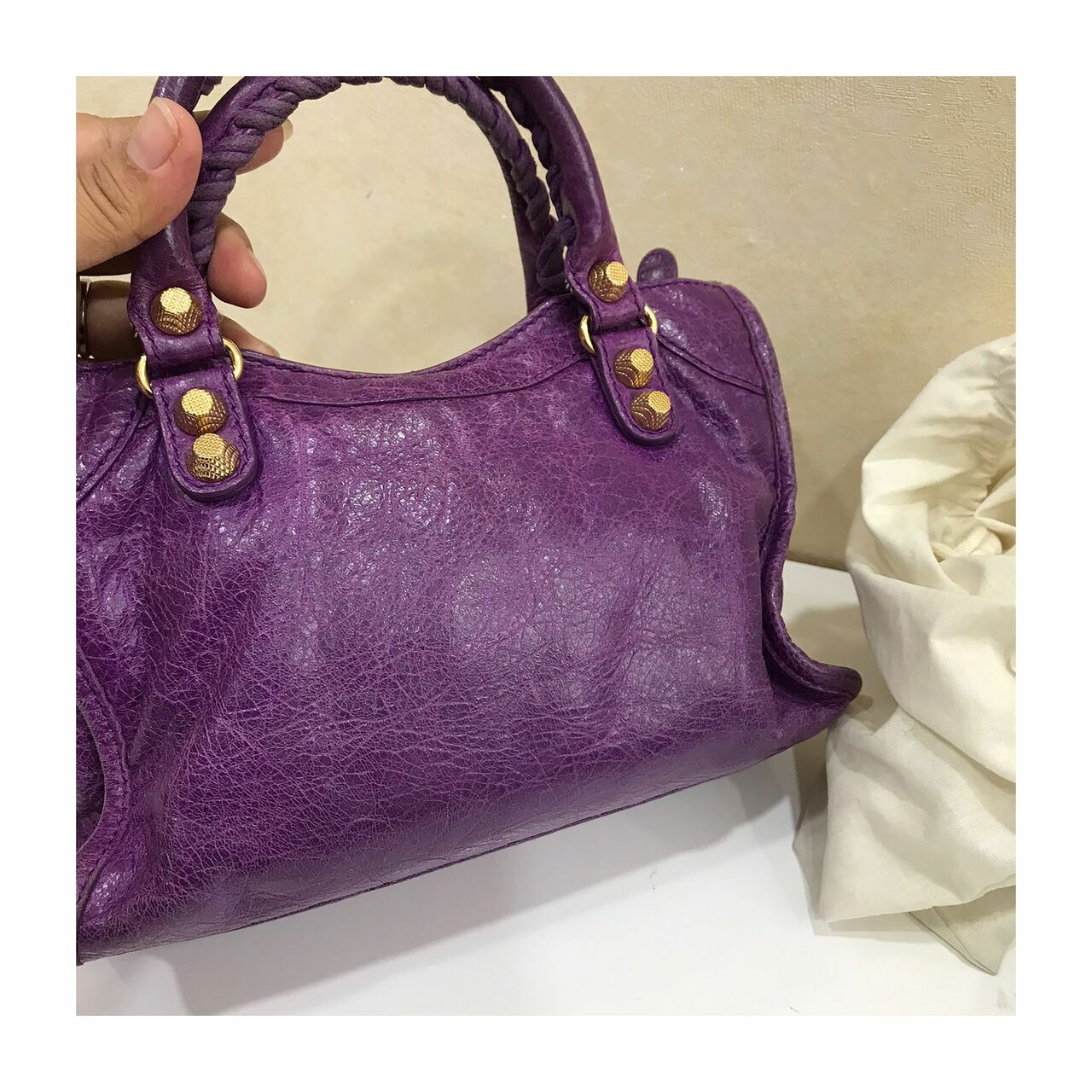 Balenciaga Purple Mini Classic Button GHW 2013  Satchel